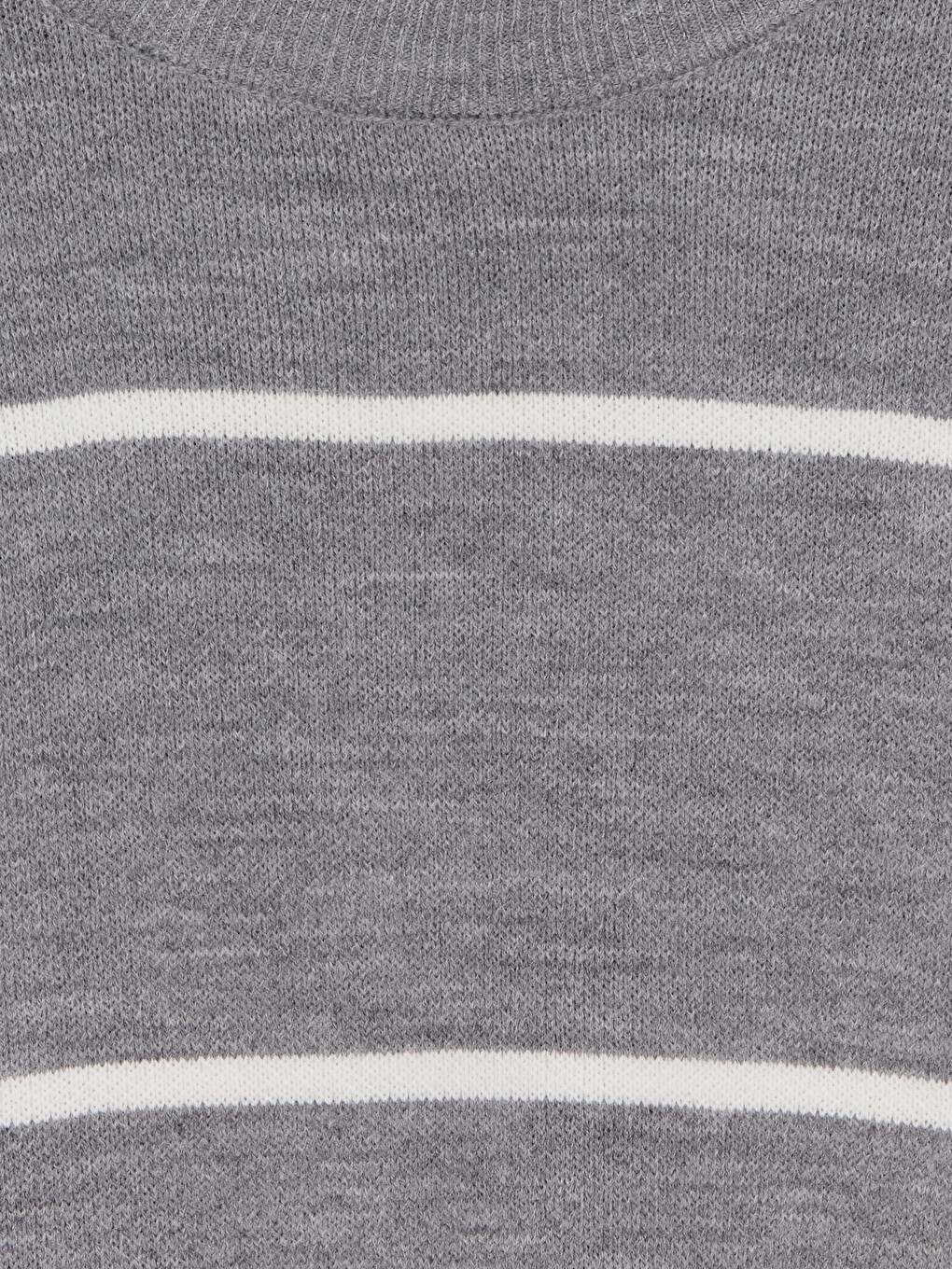 Gri Bisiklet Yaka Çizgili Erkek Triko Kazak-1