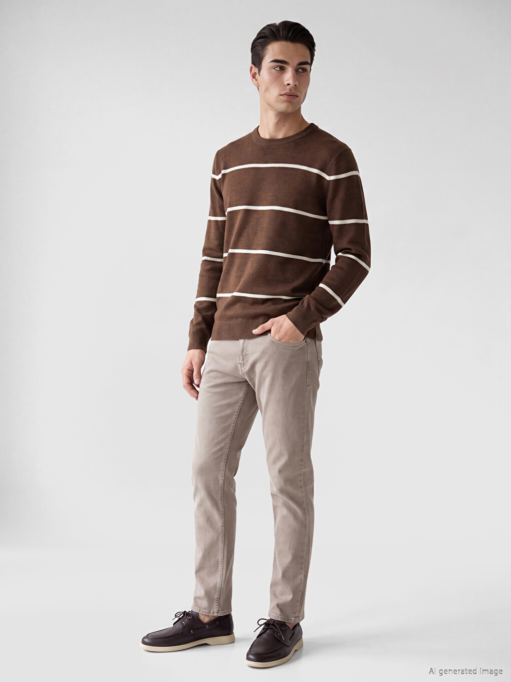 Pull Col Rond Rayé Homme-1