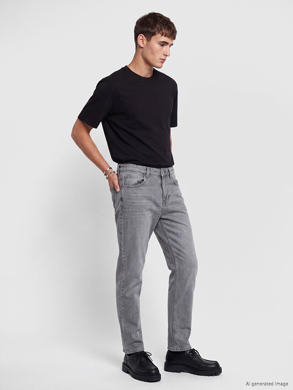 Gri 750 Slim Fit Erkek Jean Pantolon-1