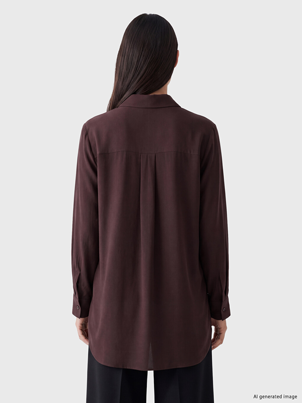 Kahverengi Gabardin Kadın Gömlek Tunik-3