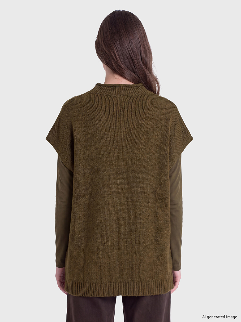 Mock Turtleneck Women's Knitwear Poncho-3
