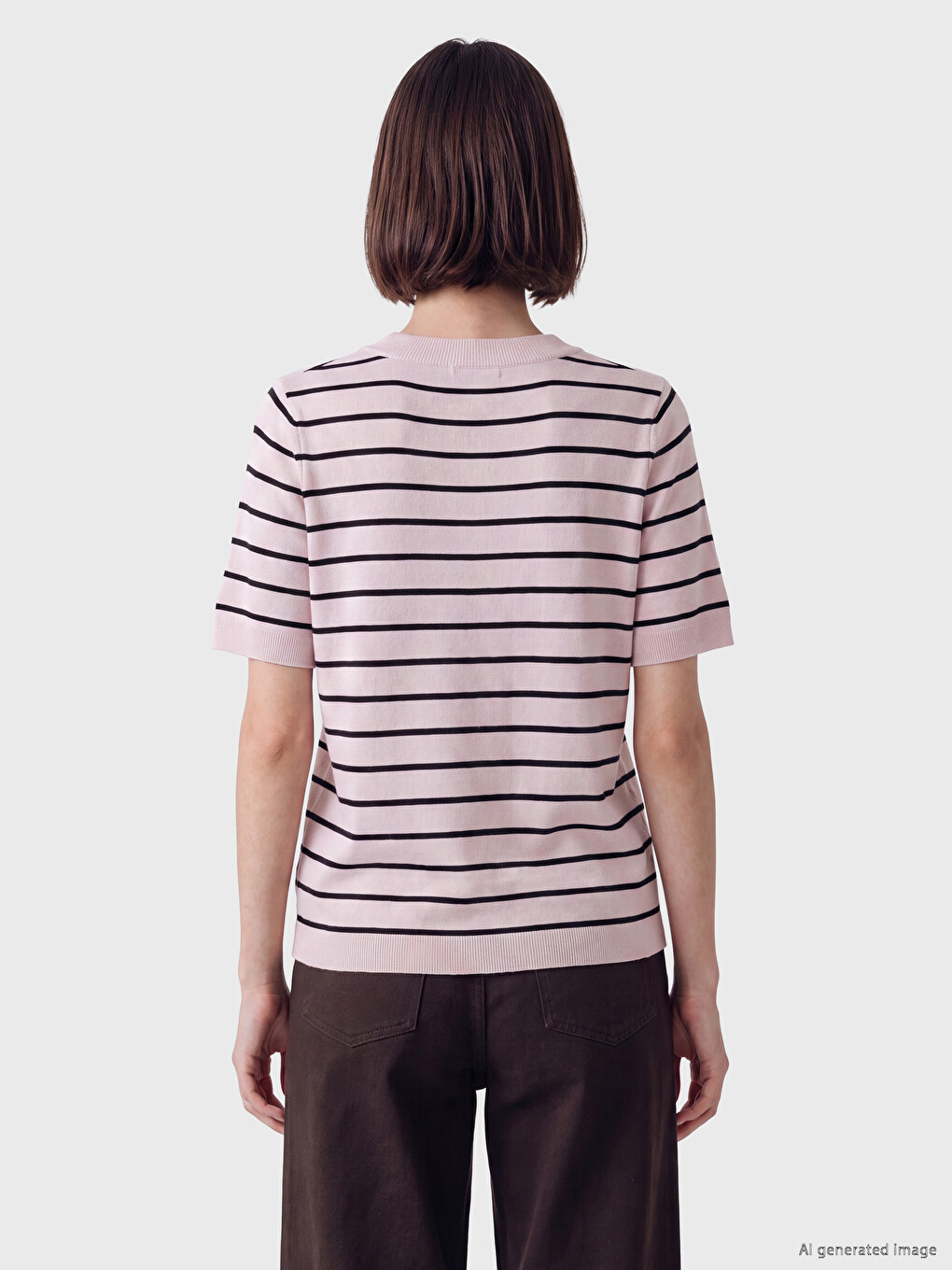 Crew Neck Striped Women's Knitwear Sweater-3