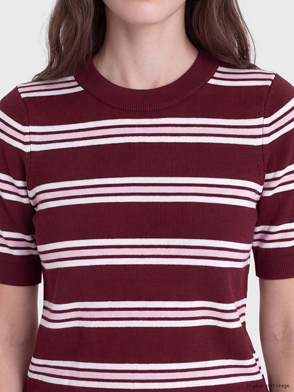 Crew Neck Striped Women's Knitwear Sweater-2