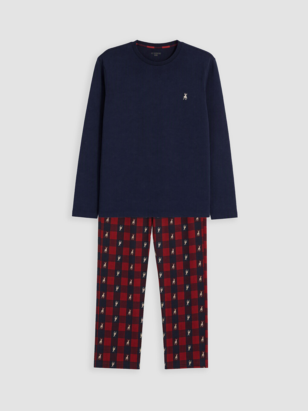Lacivert Regular Fit Yılbaşı Temalı Erkek Pijama Takımı-4
