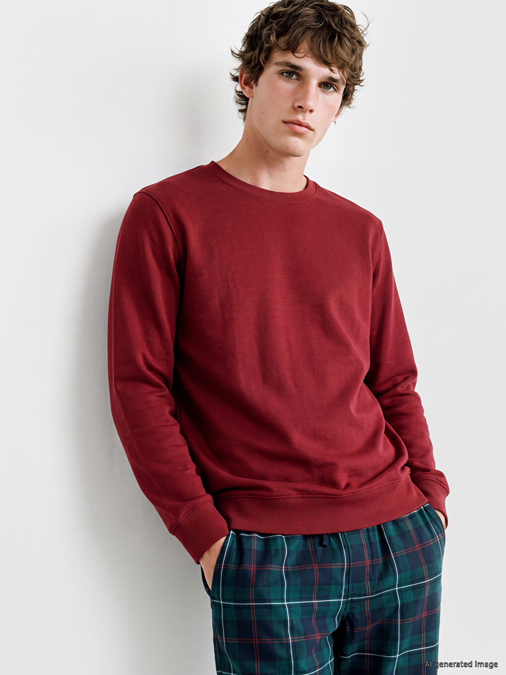 Yeşil Regular Fit Ekose Erkek Pijama Takımı-1