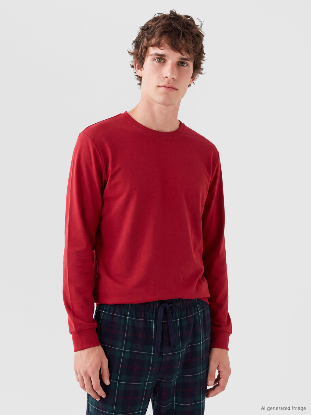 Yeşil Regular Fit Ekose Erkek Pijama Takımı-1
