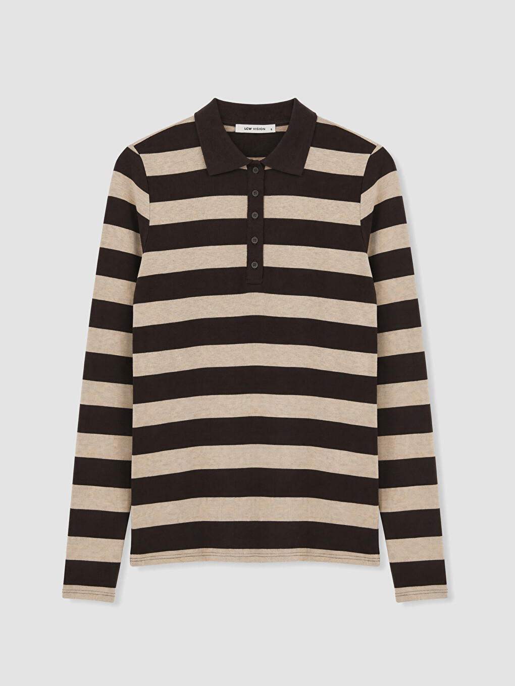Polo Yaka Çizgili Kadın Body-4