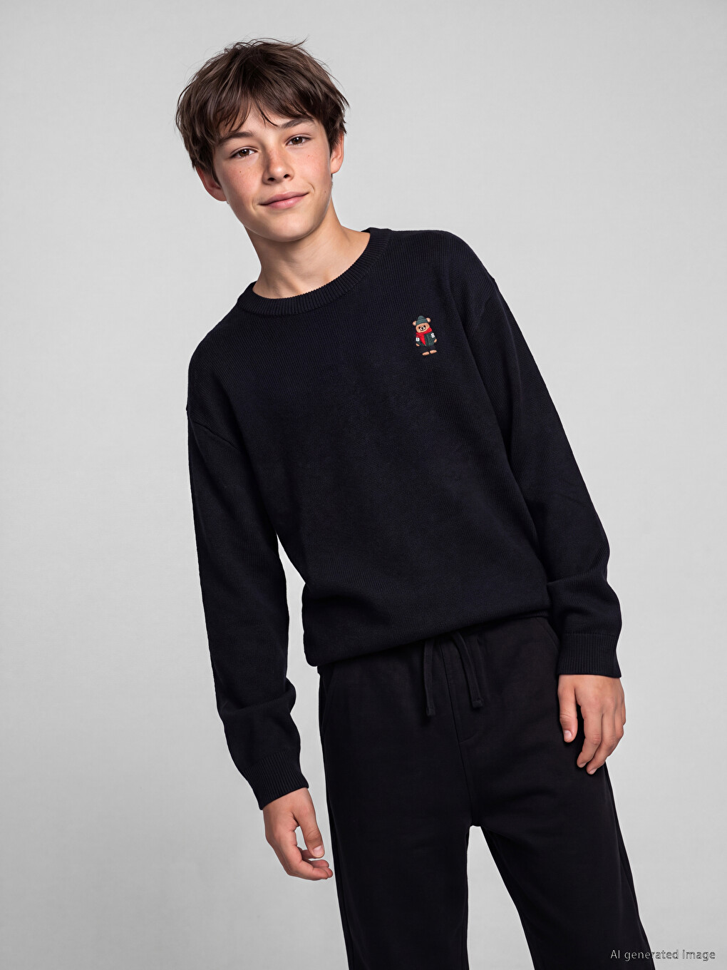 Bear Teddy Embroidered Boys' Knitwear Sweater-1