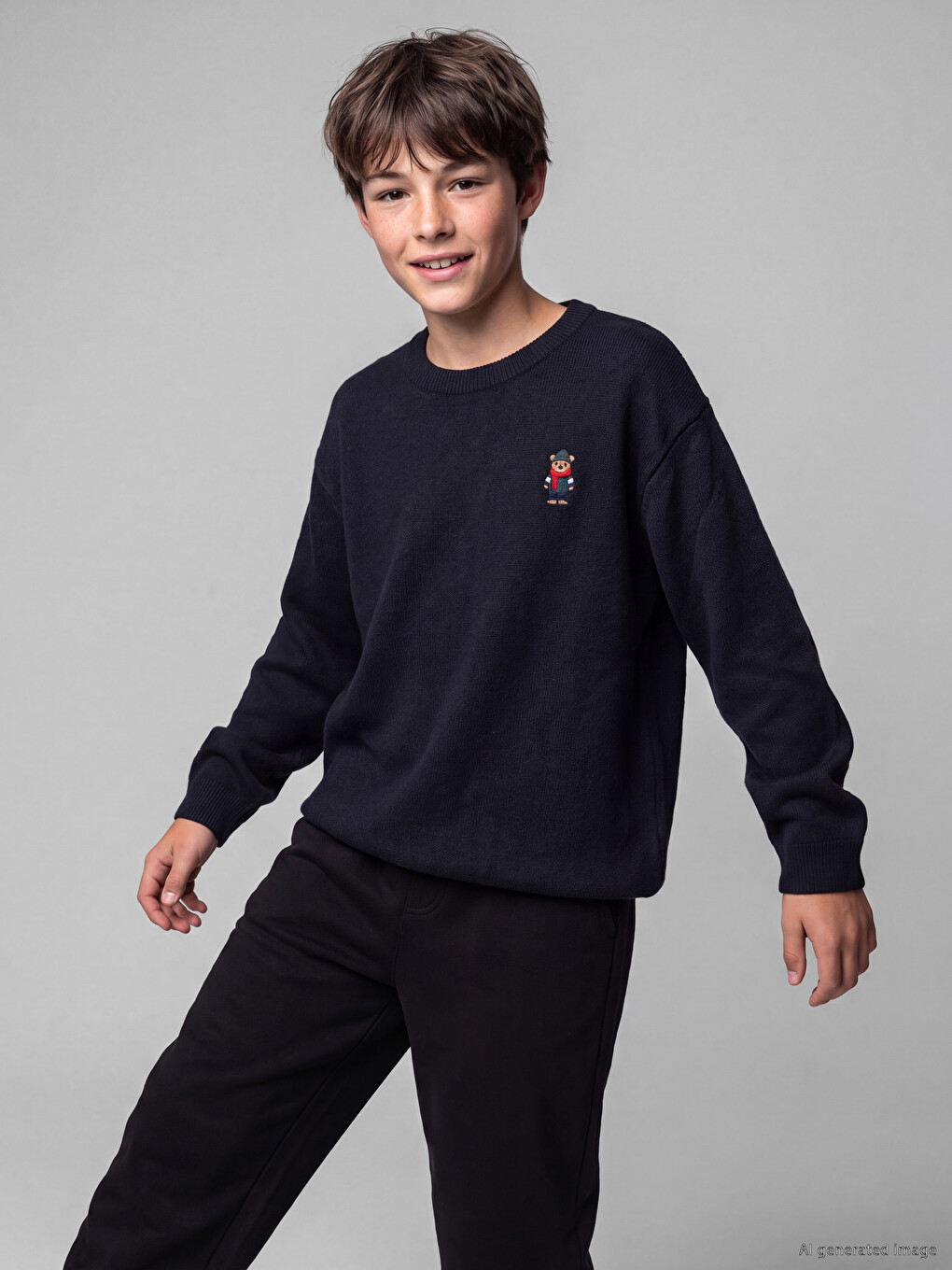 Bear Teddy Embroidered Boys' Knitwear Sweater-2