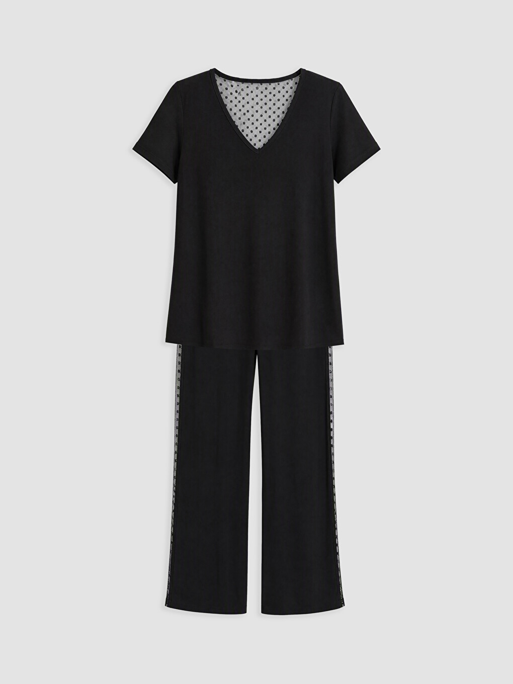 Set De Pijama Cu Buline Cu Decolteu În V Pentru Femei