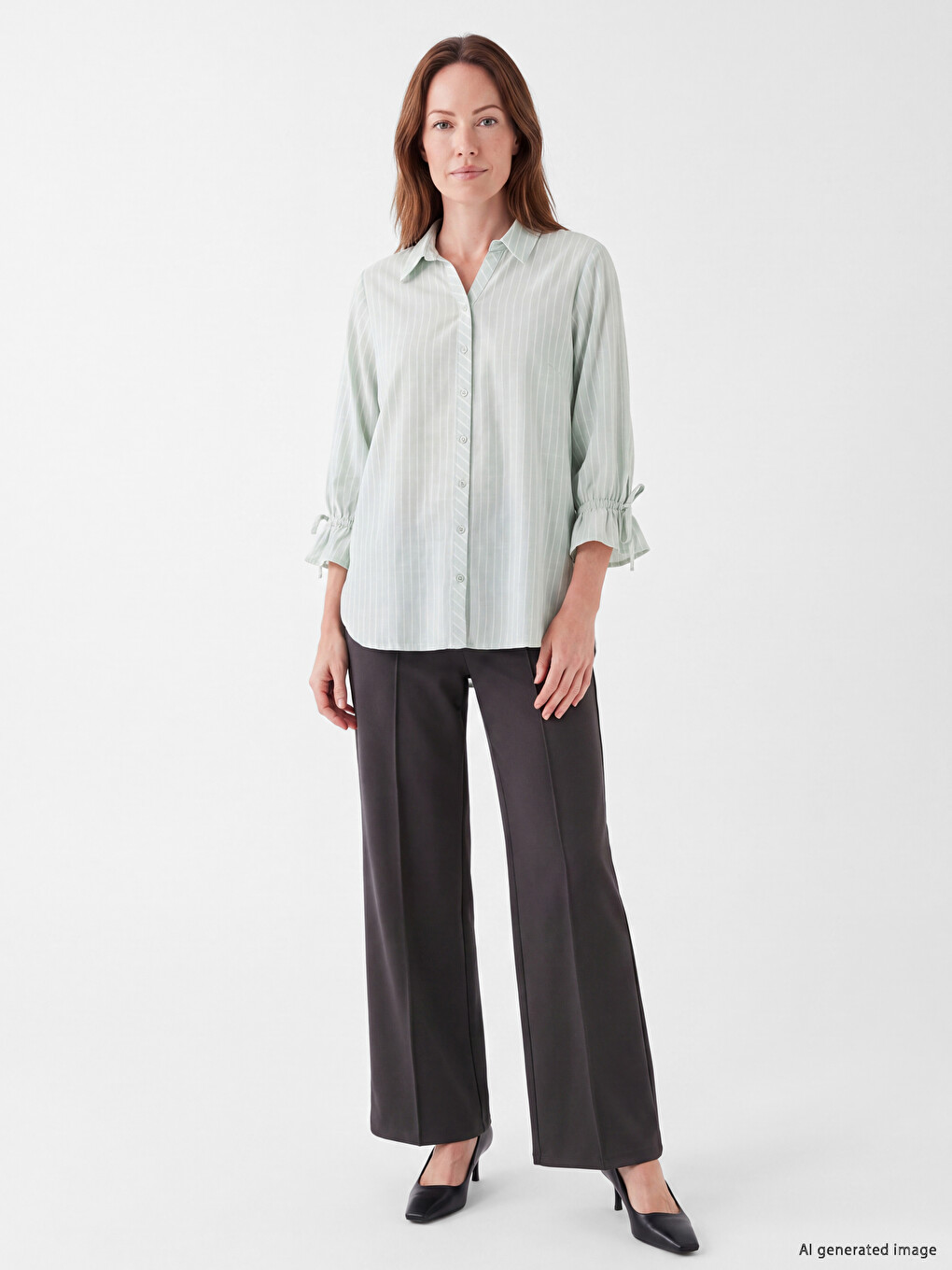 Striped Poplin Women's Shirt-1