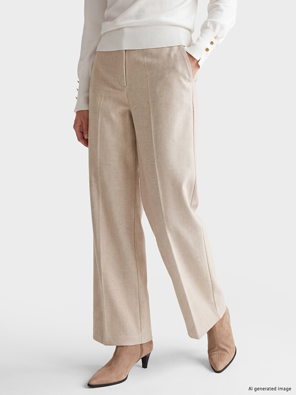 Kahverengi Loose Fit Geniş Paça Kadın Pantolon-1