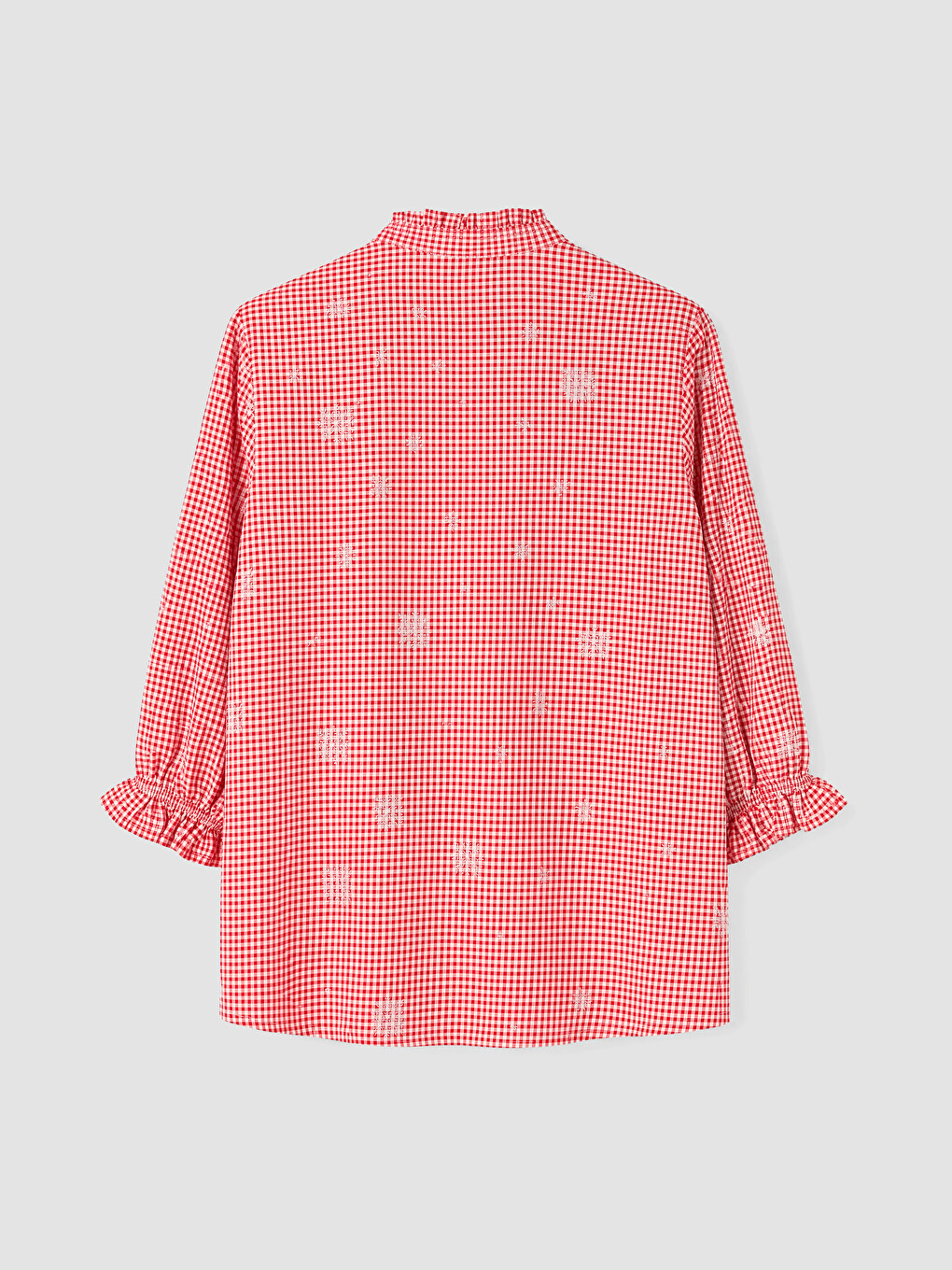 Embroidered Women's Grandad Collar Shirt-6