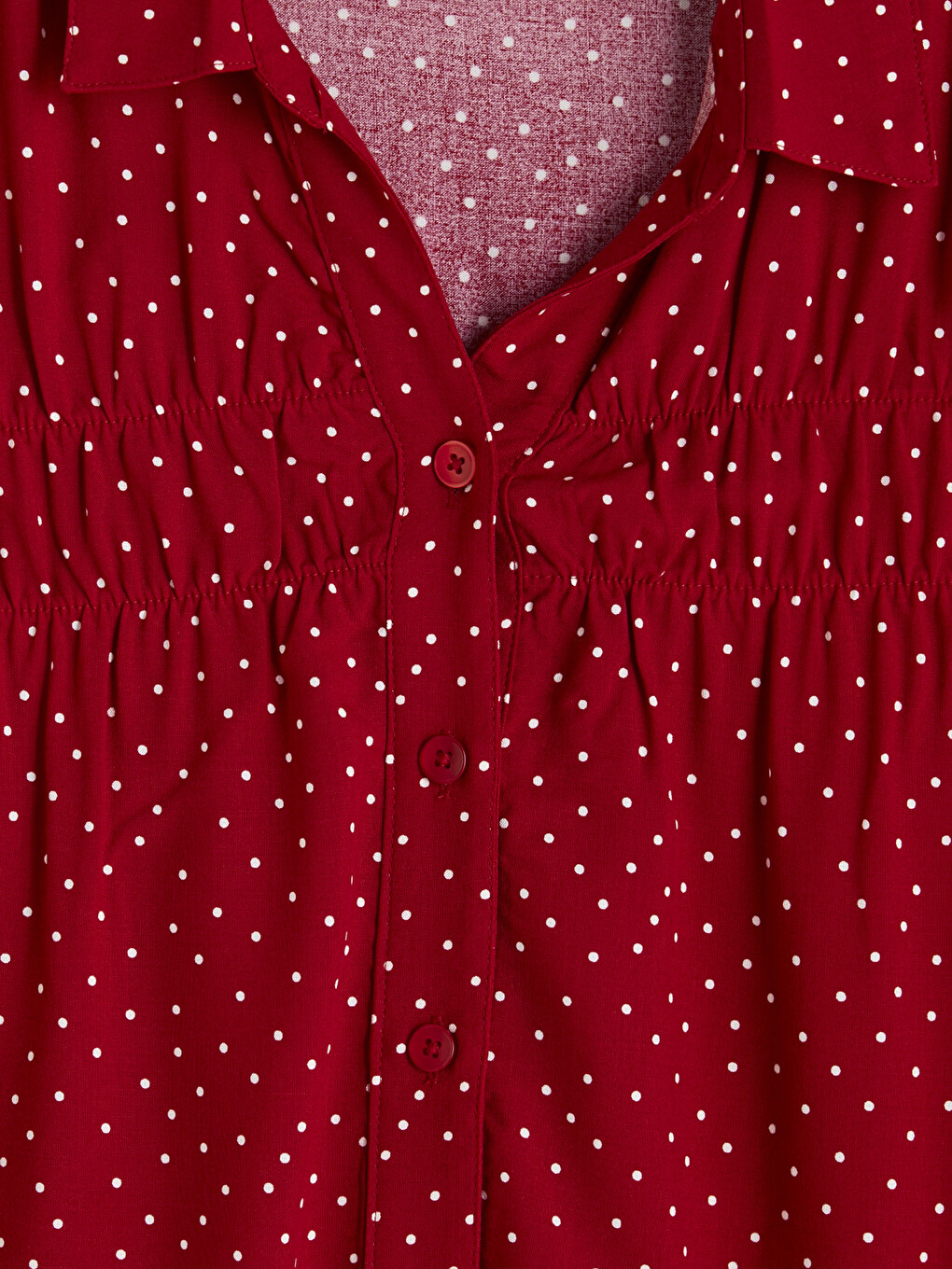 Polka Dot Ruched Women's Shirt-5