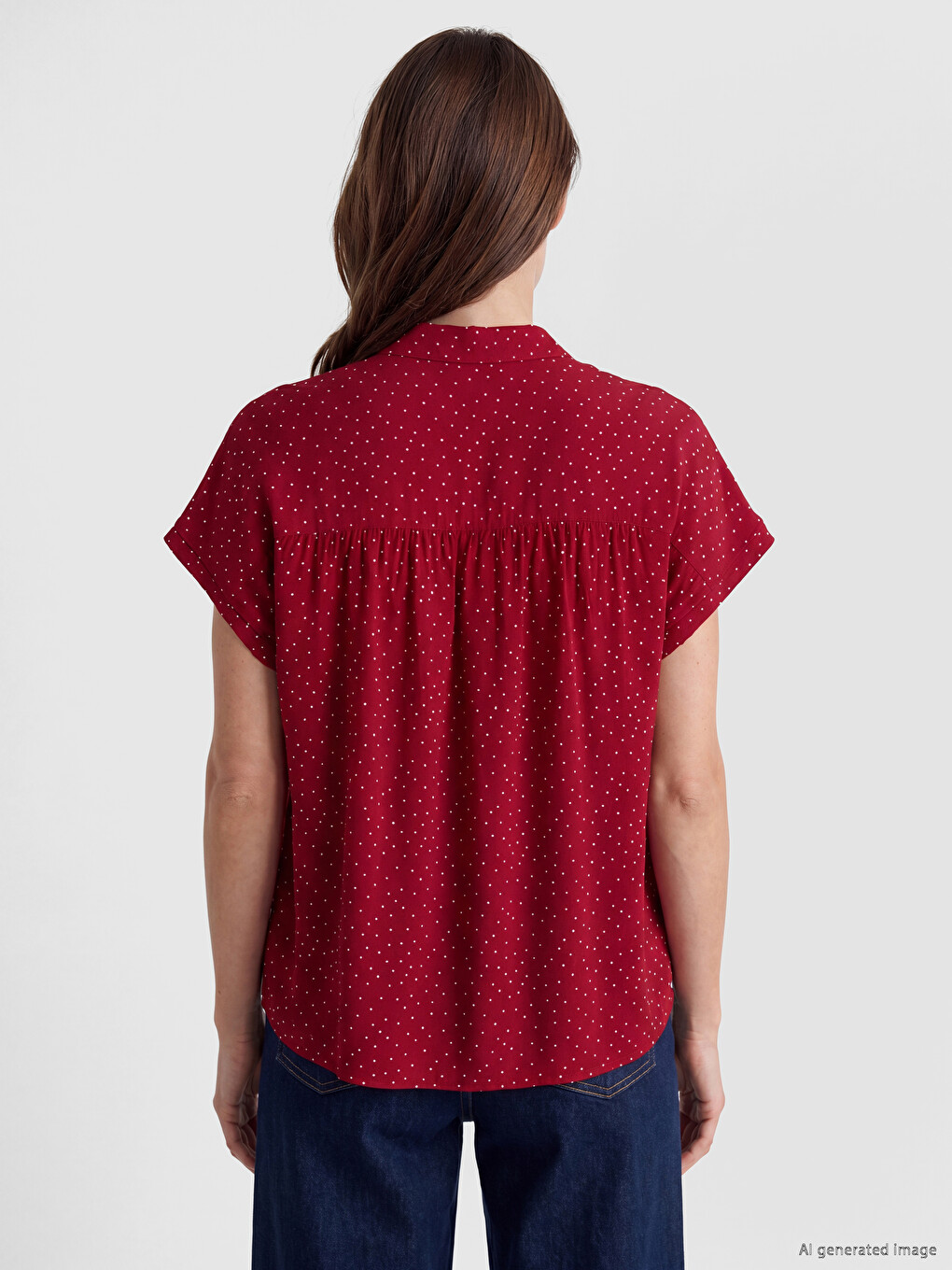 Polka Dot Ruched Women's Shirt-3