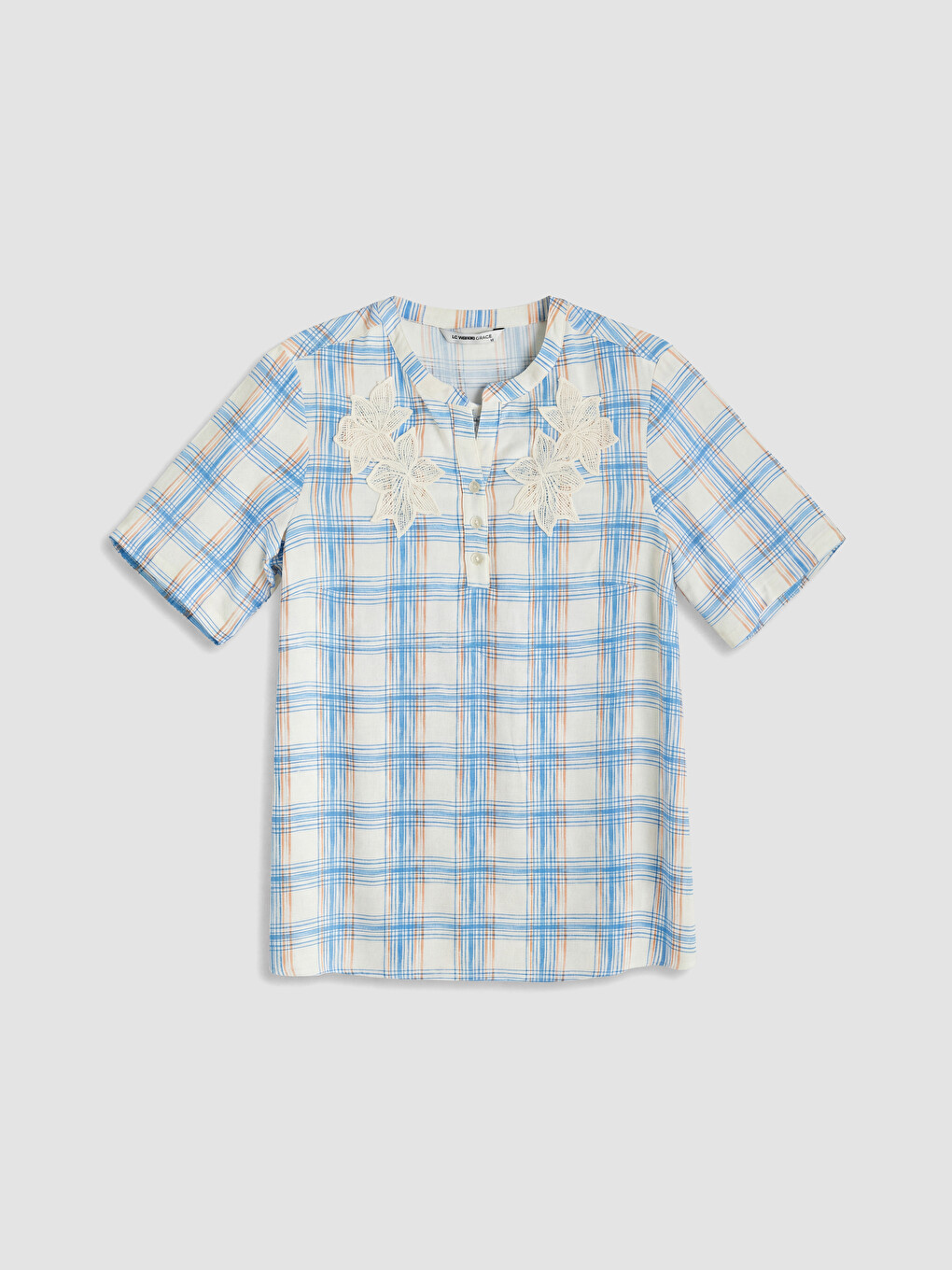 Notch Neck Plaid Blouse-4