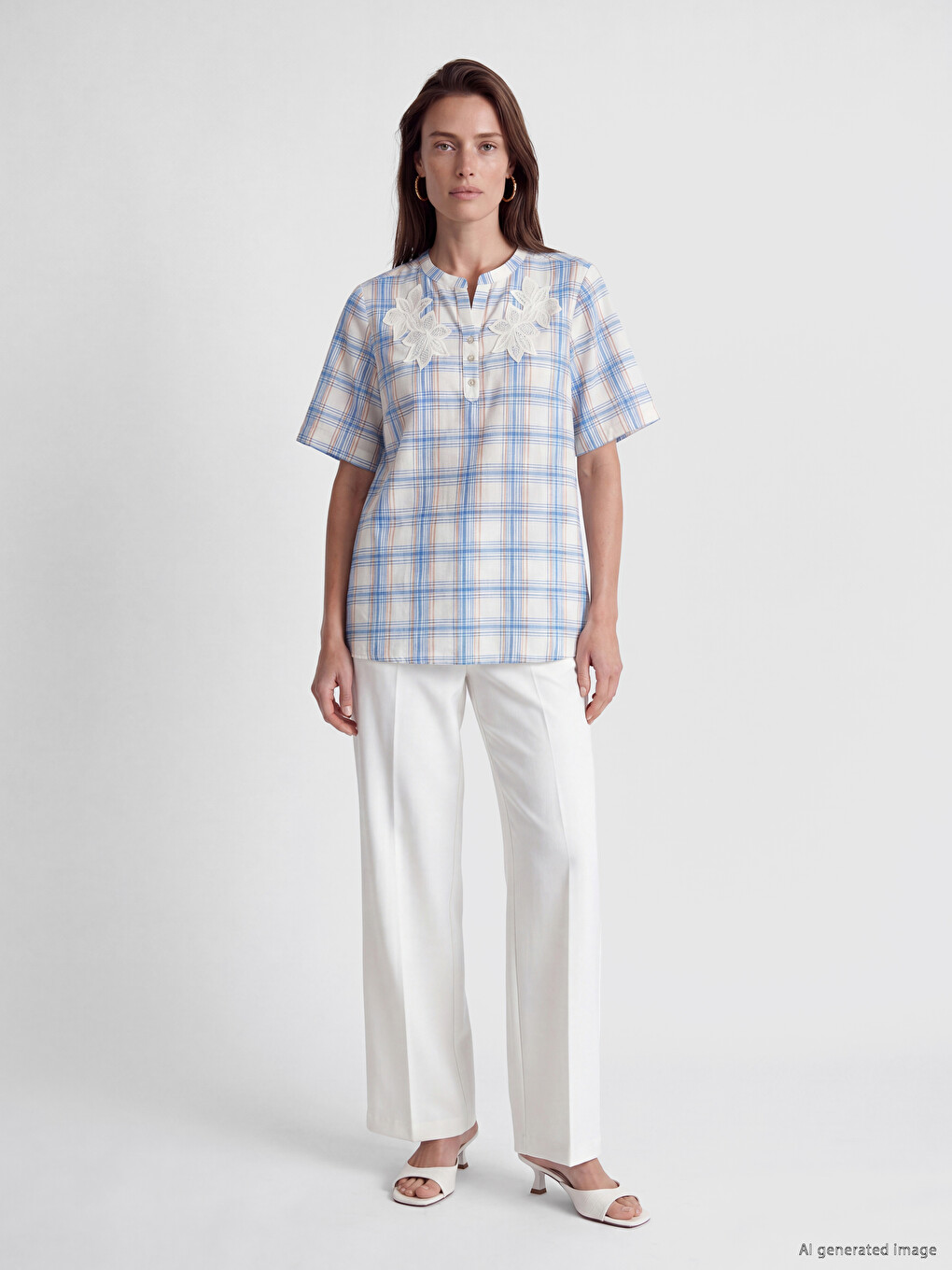 Notch Neck Plaid Blouse-1