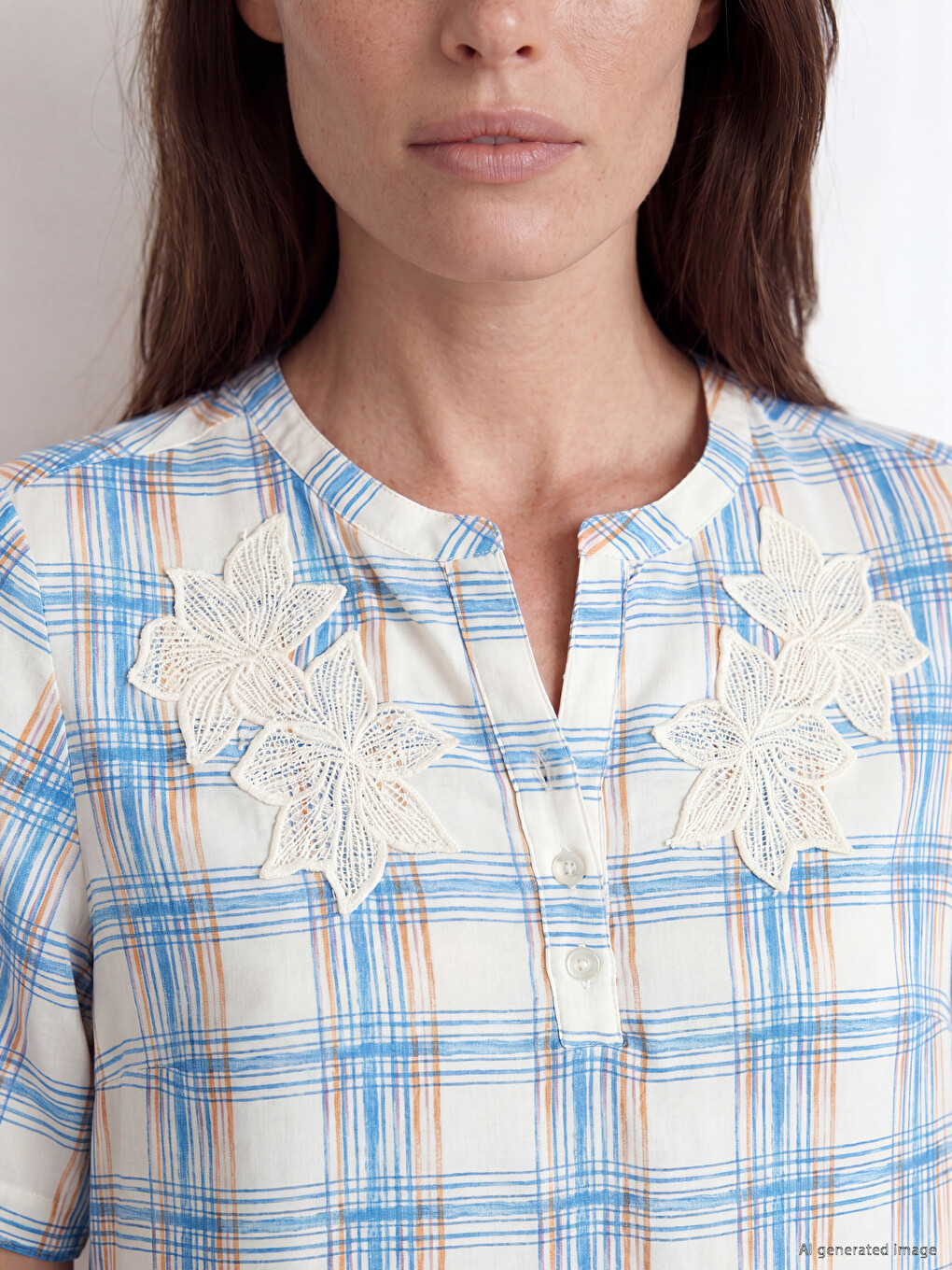 Notch Neck Plaid Blouse-2