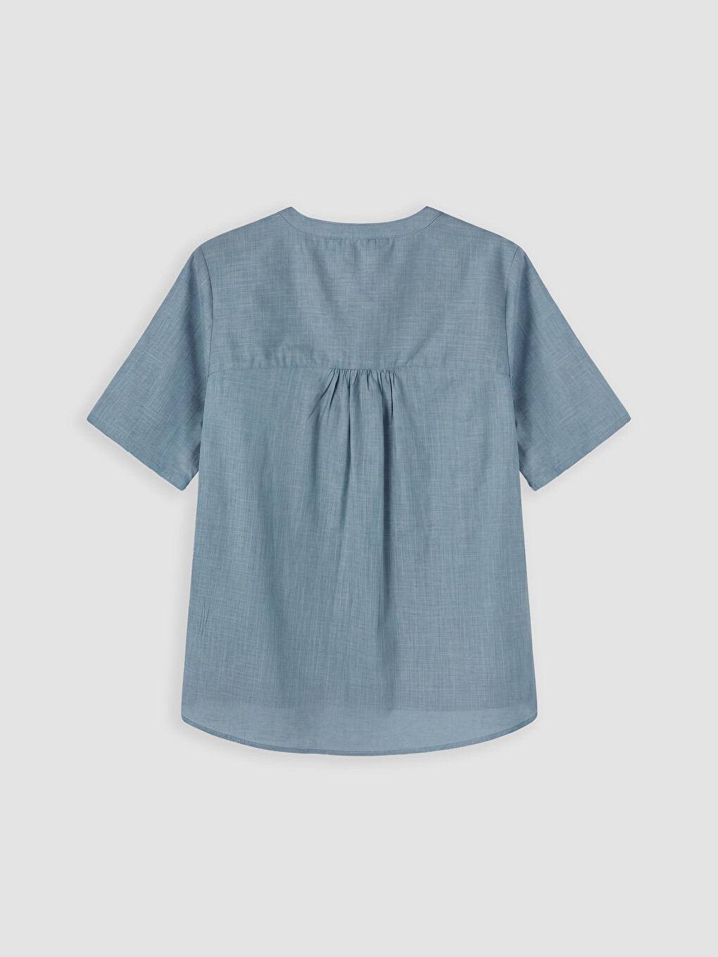 Notch Neck Embroidered 100% Cotton Blouse-5