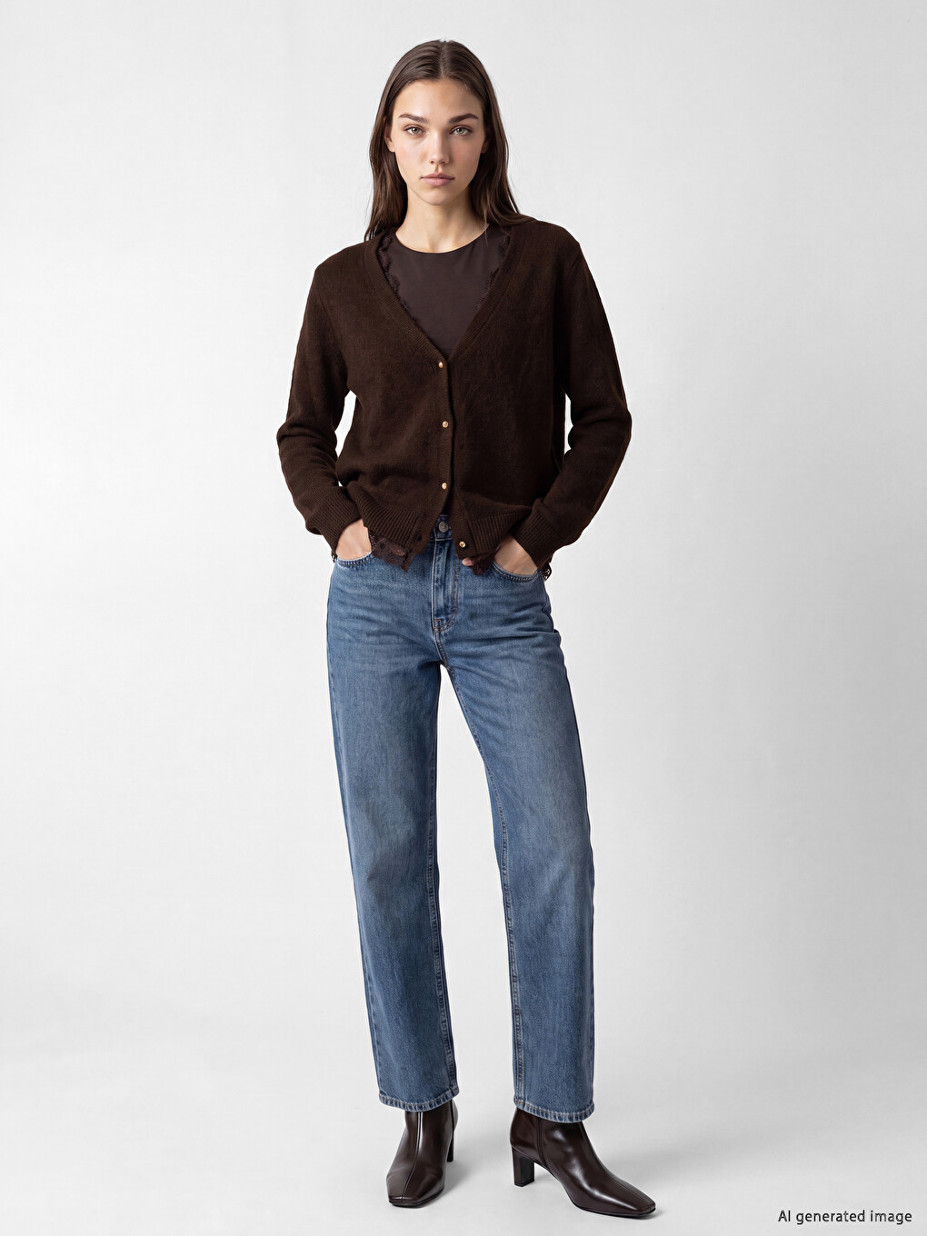 V Neck Lace Detailed Women's Knitwear Cardigan-1