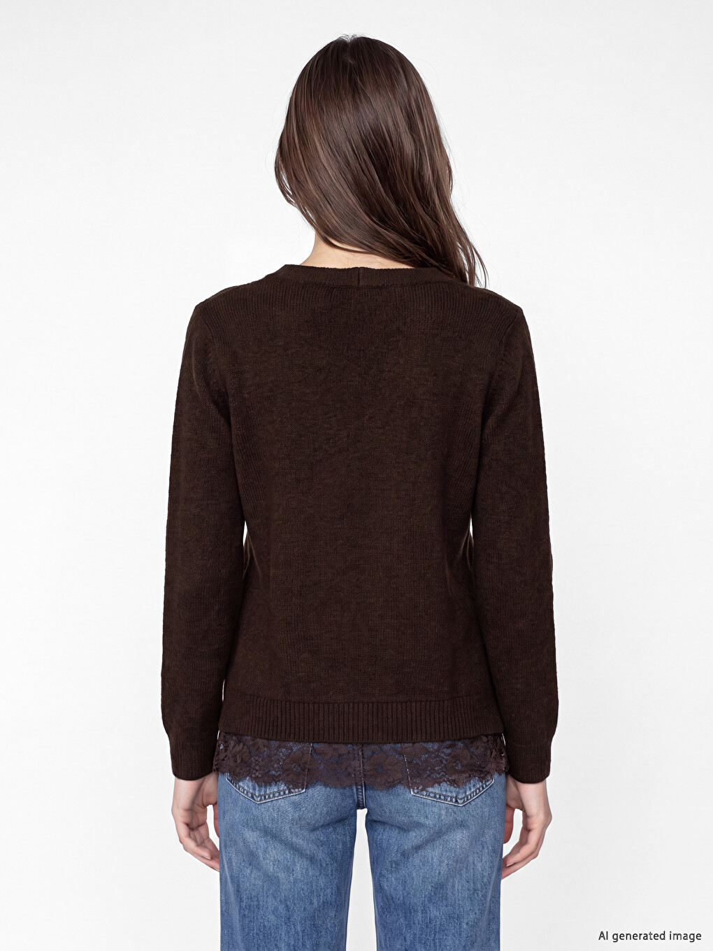 V Neck Lace Detailed Women's Knitwear Cardigan-3