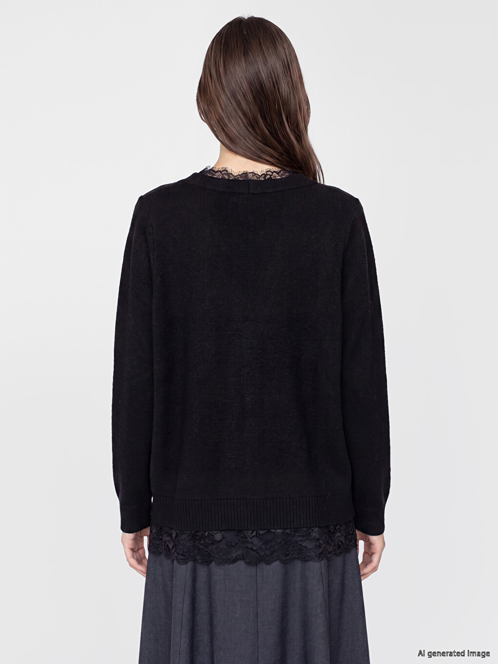 V Neck Lace Detailed Women's Knitwear Cardigan-2