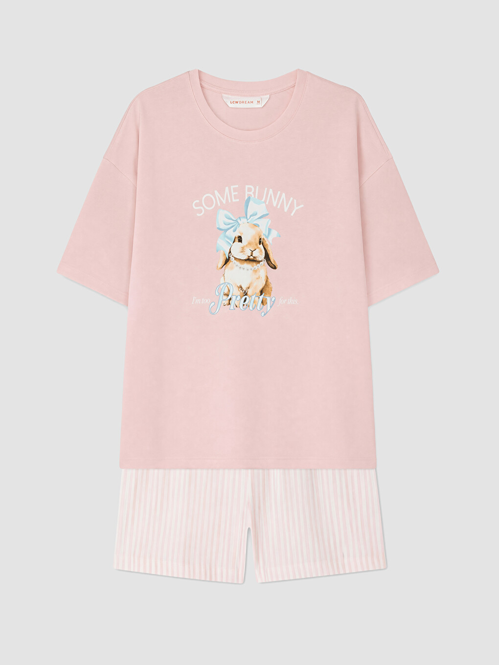 Pembe Baskılı Kadın Şortlu Pijama Takımı-4