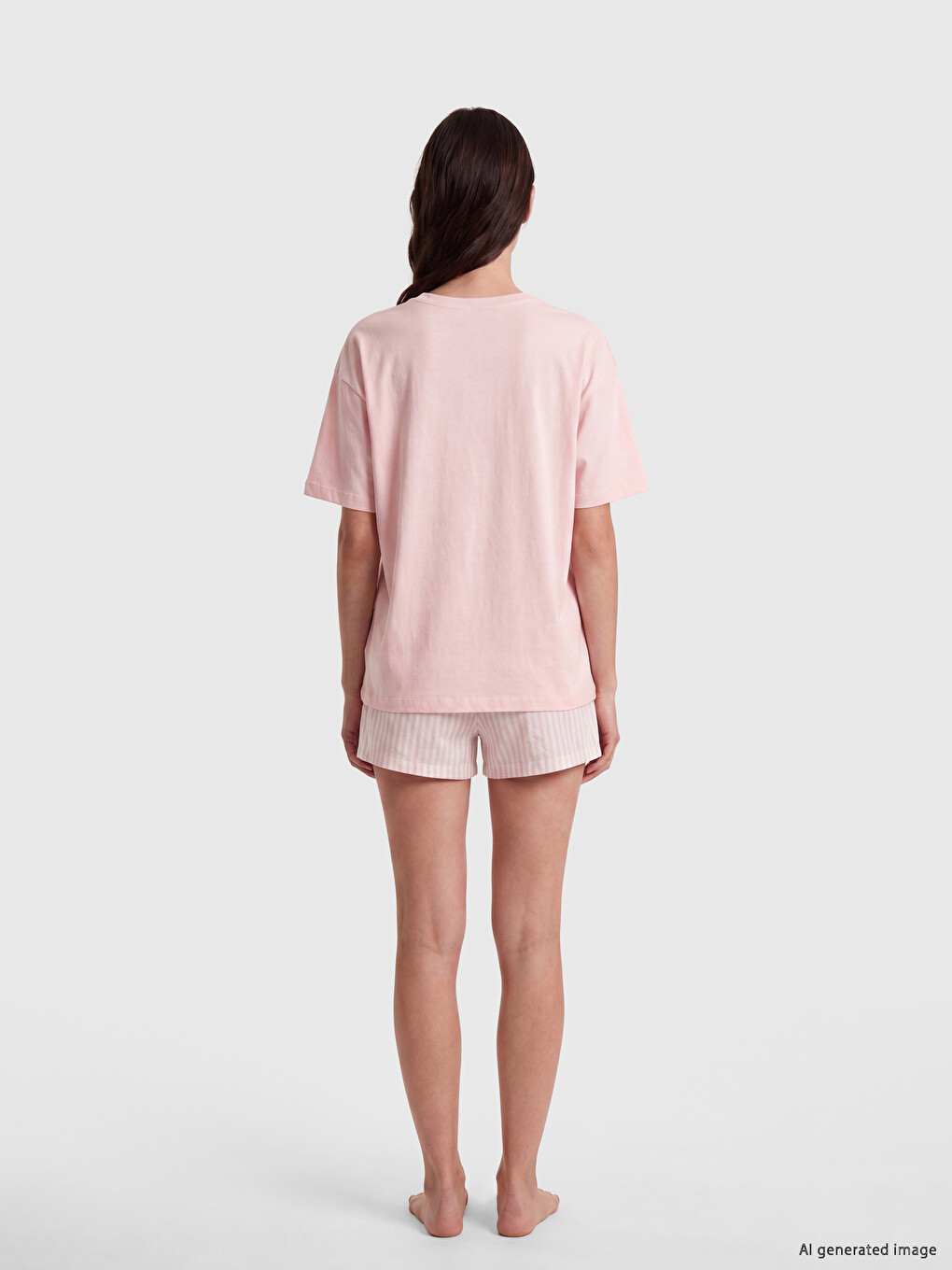 Pembe Baskılı Kadın Şortlu Pijama Takımı-3