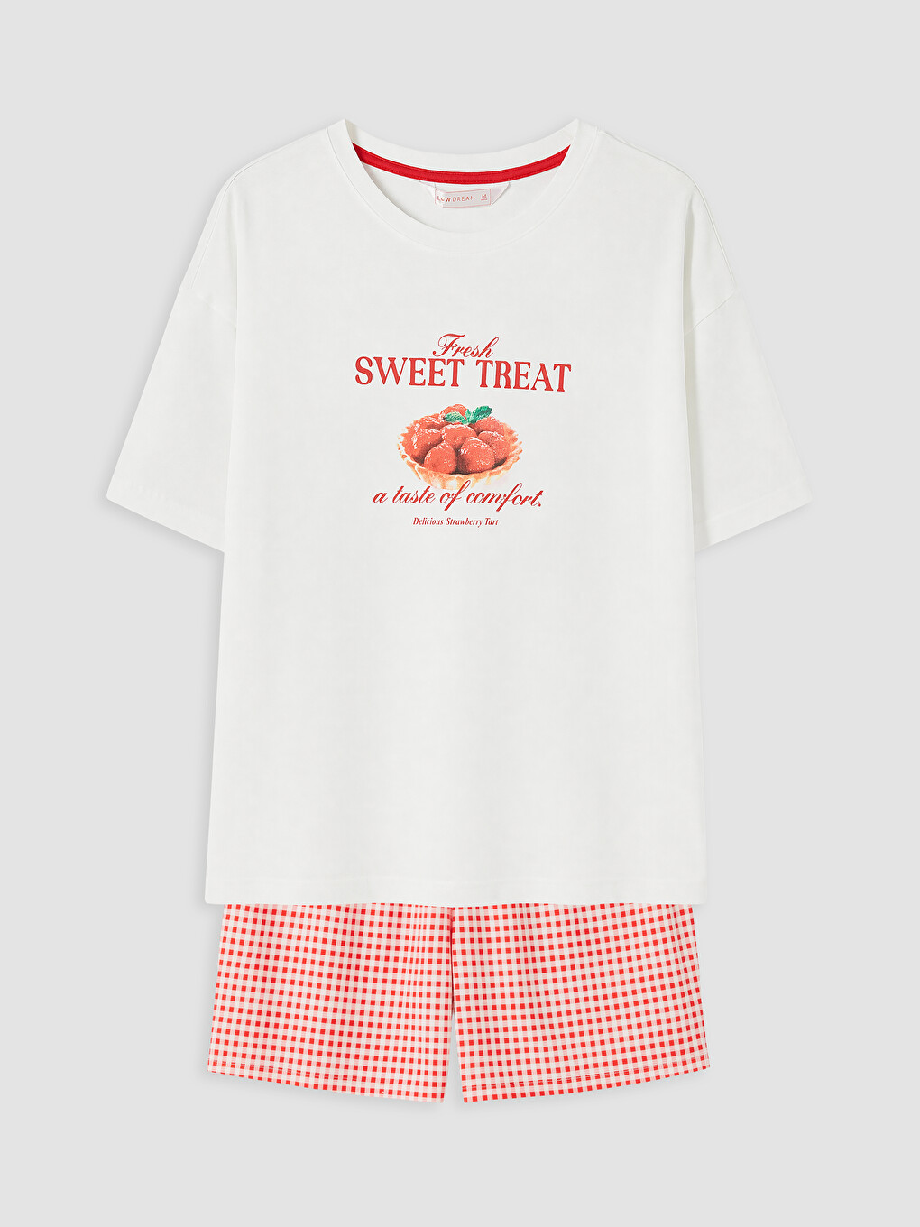 Kırmızı Baskılı Kadın Şortlu Pijama Takımı