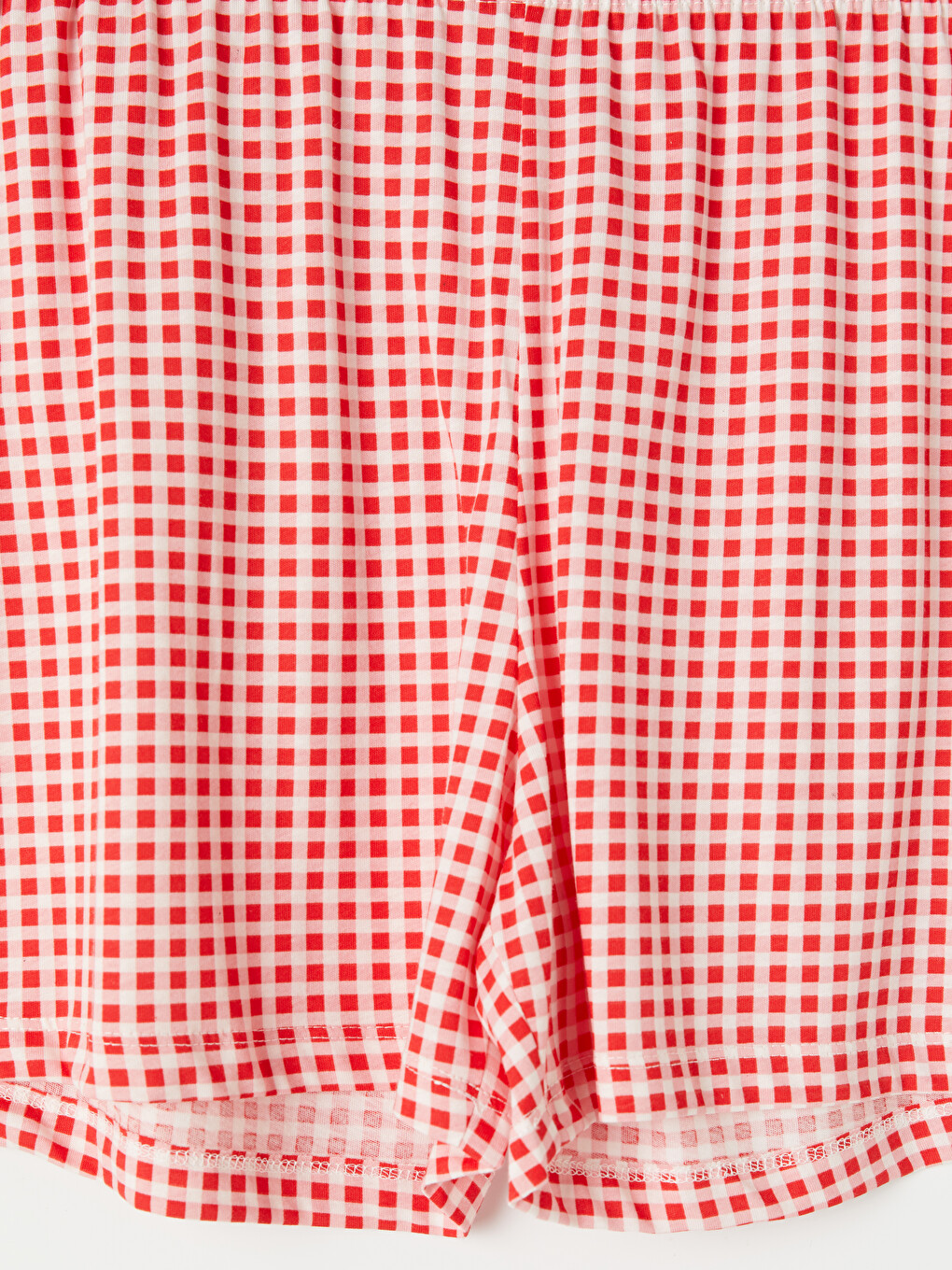 Kırmızı Baskılı Kadın Şortlu Pijama Takımı-6