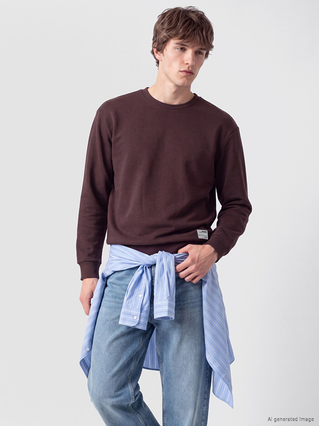 Crew Neck Men's Thick Sweatshirt
