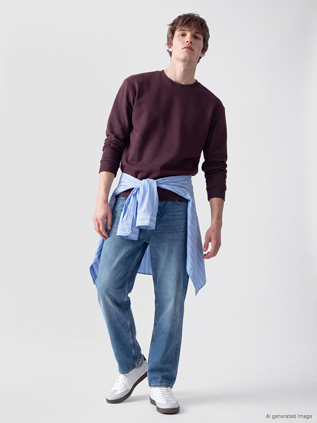 Crew Neck Men's Thick Sweatshirt-1