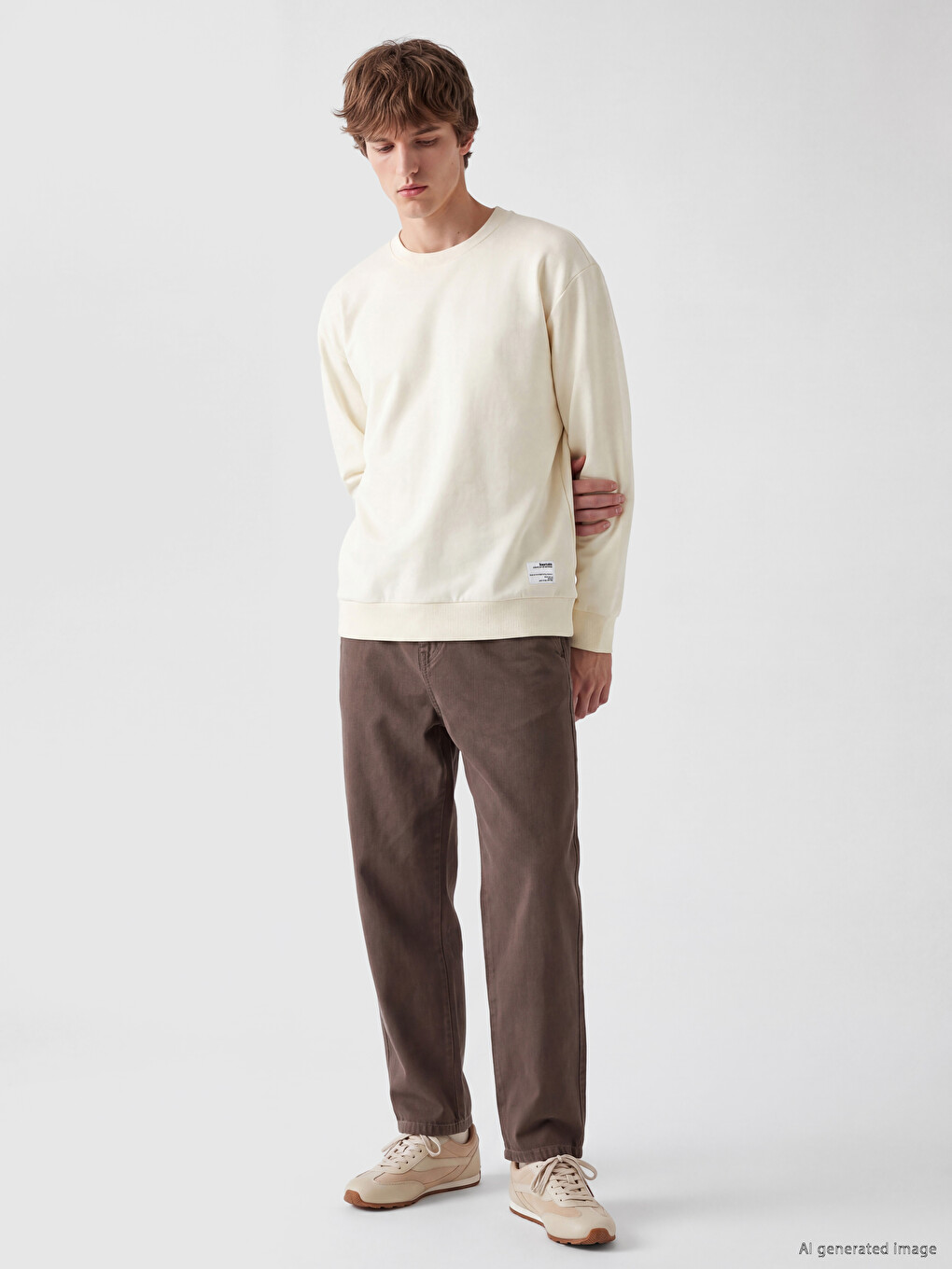 Crew Neck Men's Thick Sweatshirt-1