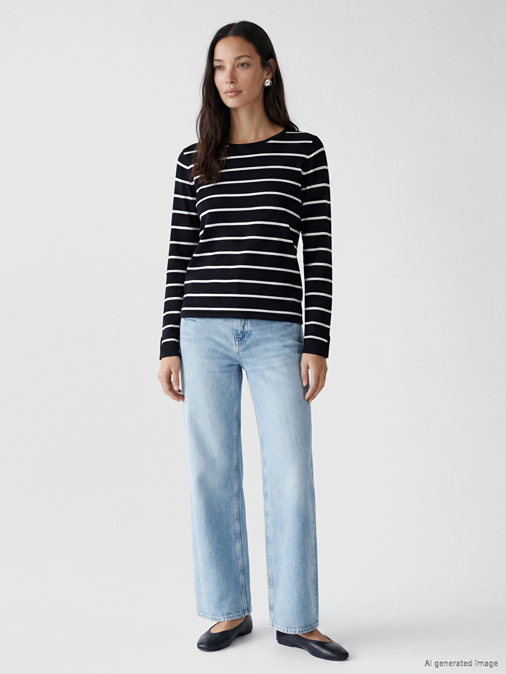 Crew Neck Striped Women's Knitwear Sweater-1
