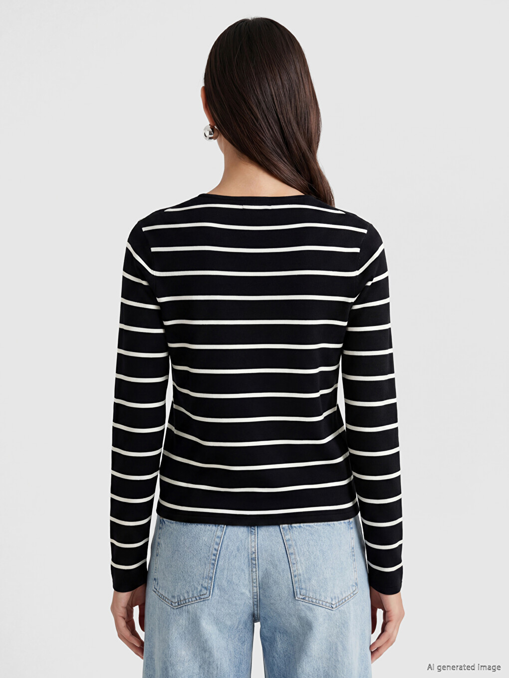 Crew Neck Striped Women's Knitwear Sweater-3