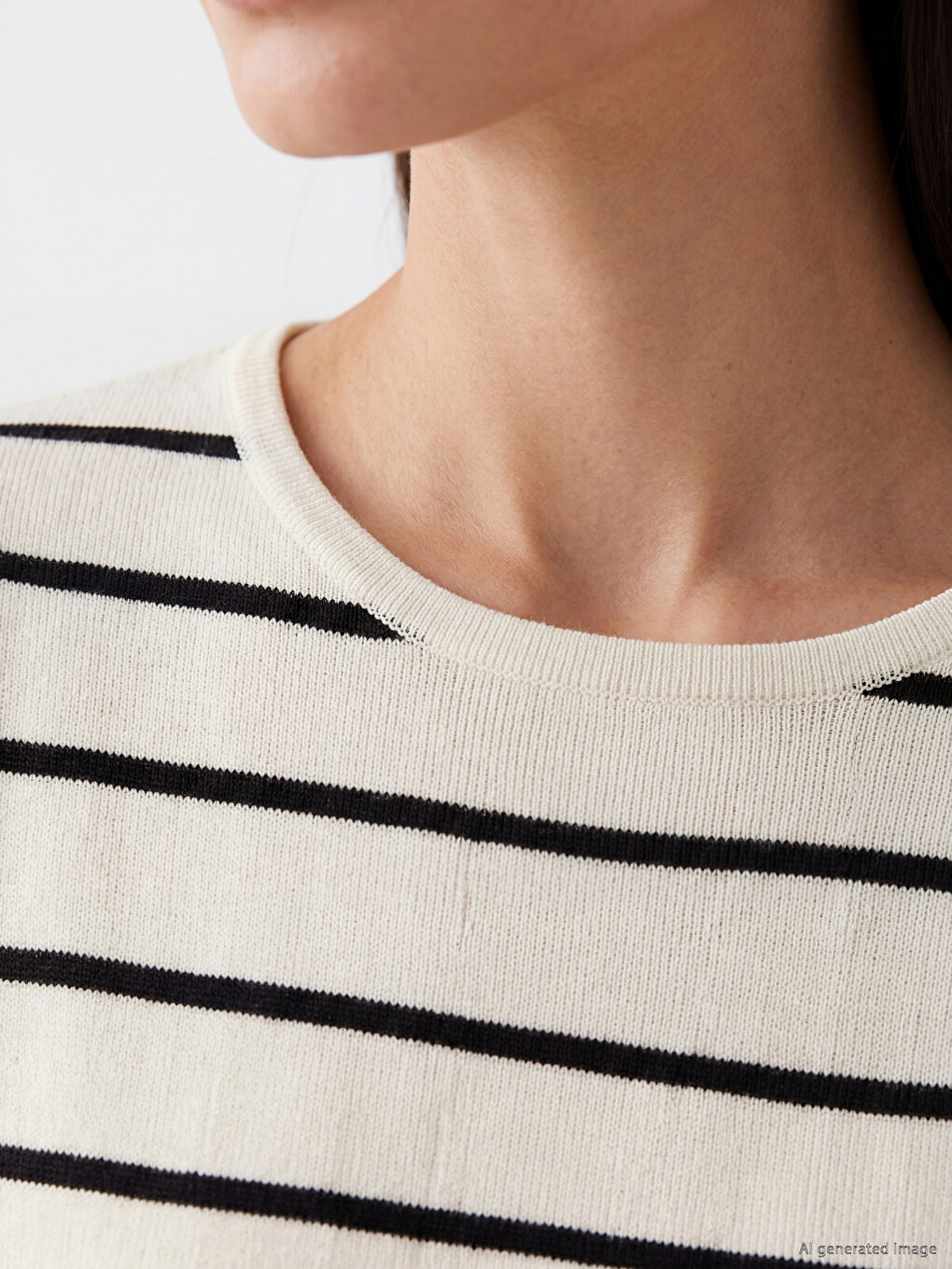 Crew Neck Striped Women's Knitwear Sweater-2