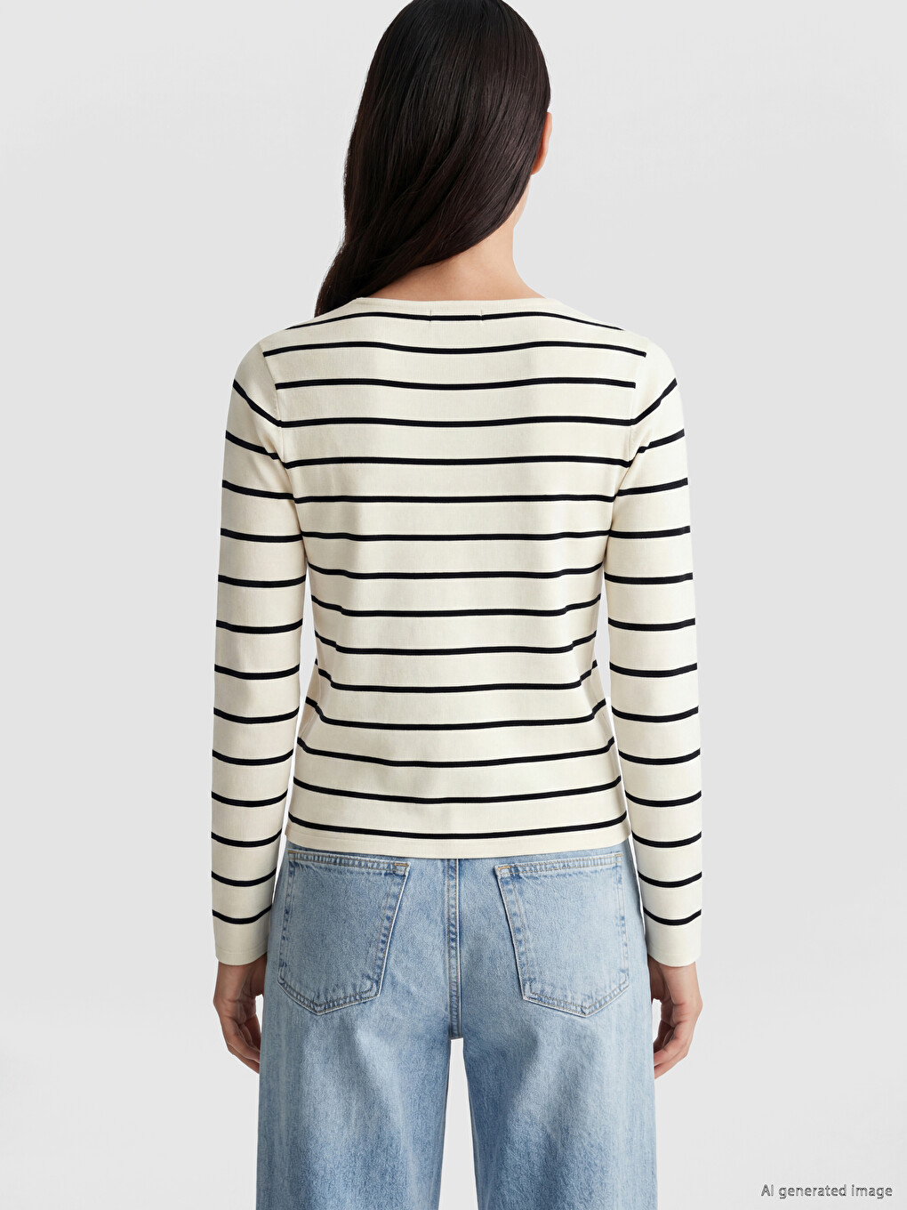 Crew Neck Striped Women's Knitwear Sweater-3