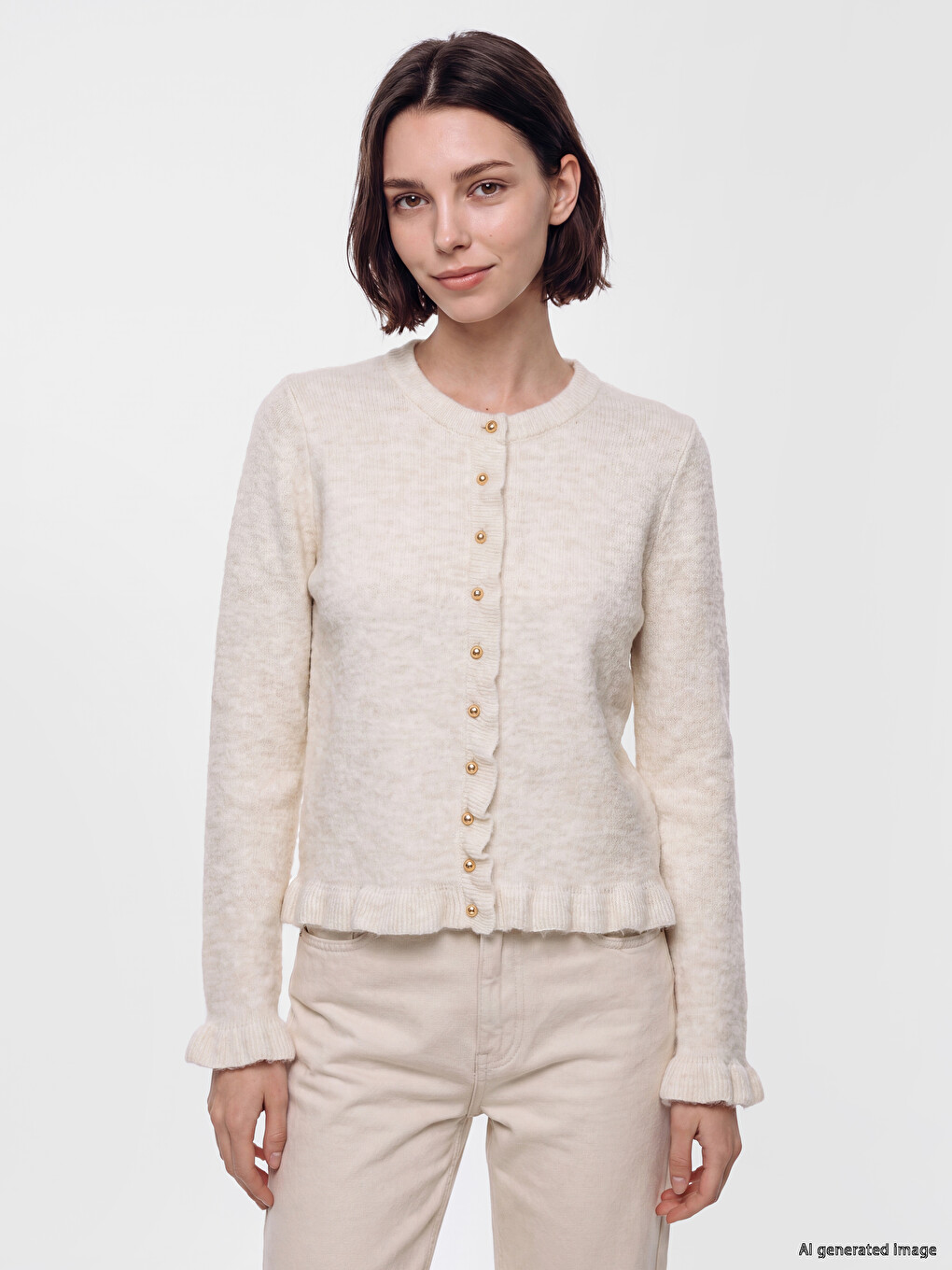 Crew Neck Women's Knitwear Cardigan