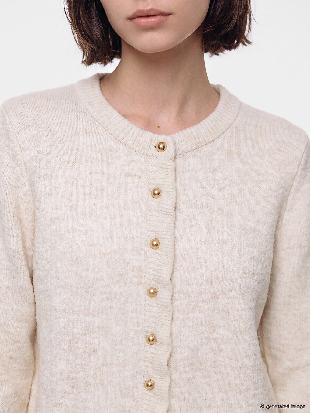 Crew Neck Women's Knitwear Cardigan-2