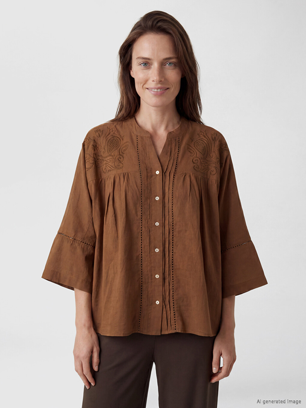 Woman Brown Shirt