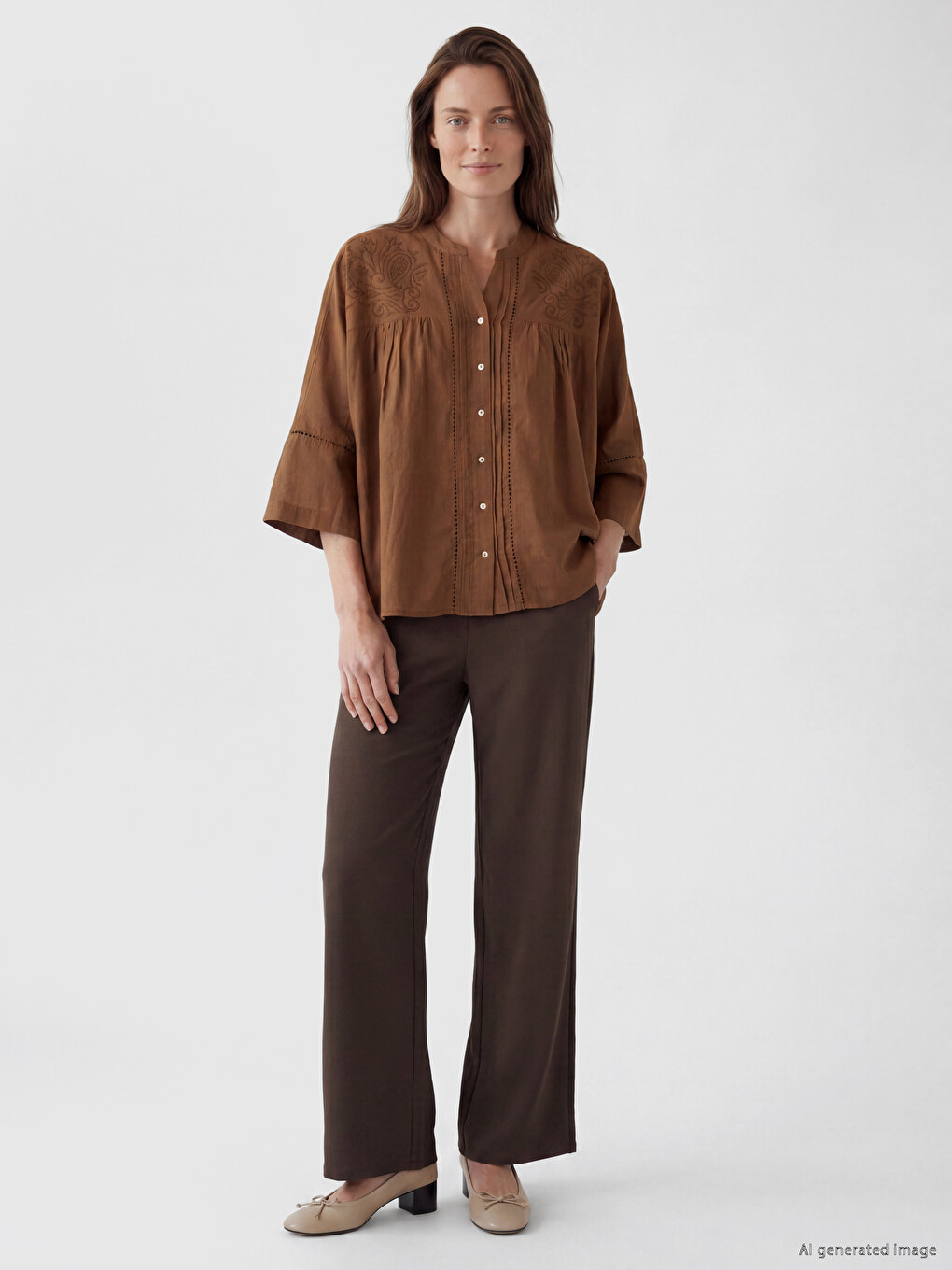 Woman Brown Shirt-1