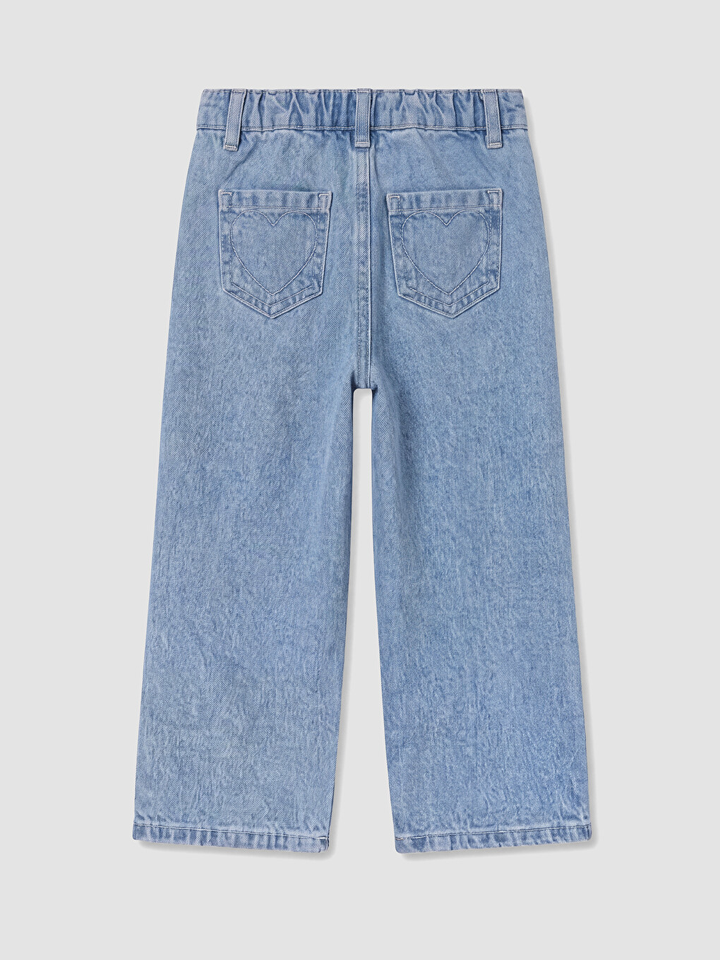 Mavi Stitch Nakışlı Wideleg Kız Çocuk Jean Pantolon-2