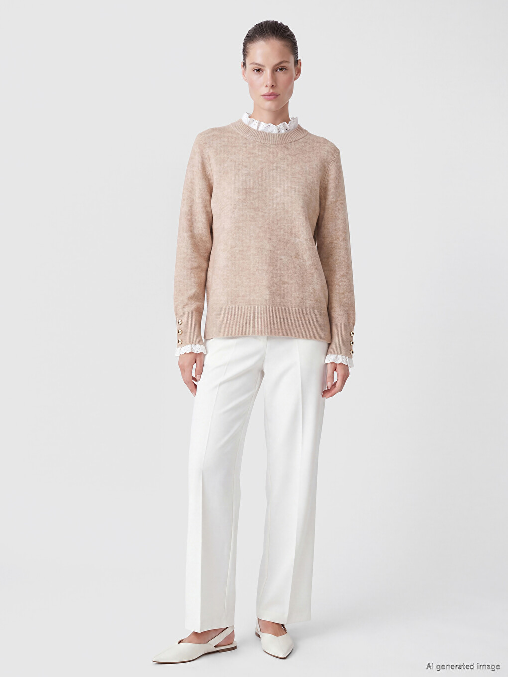 Woman Beige Sweater-1