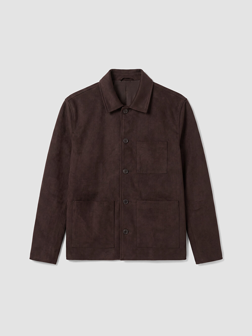 Regular Fit Shirt Collar Suede Men's Jacket-5