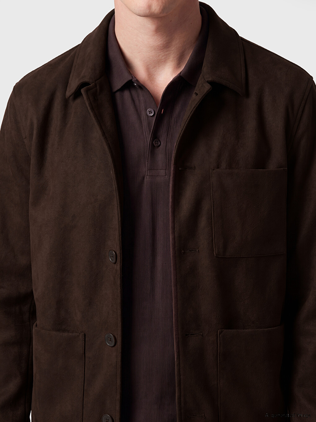 Regular Fit Shirt Collar Suede Men's Jacket-2