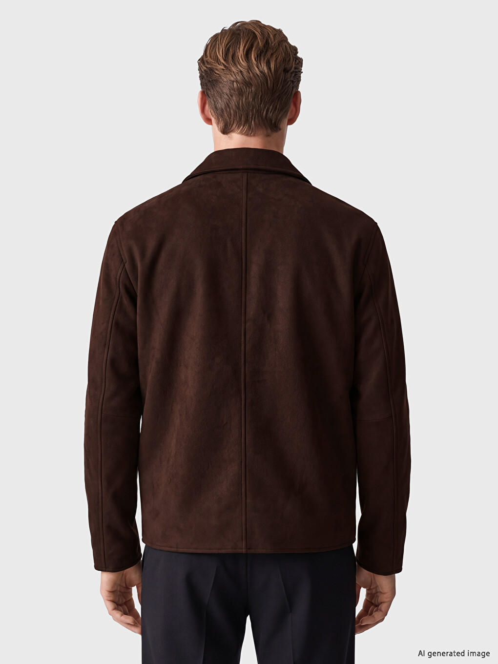 Regular Fit Shirt Collar Suede Men's Jacket-3