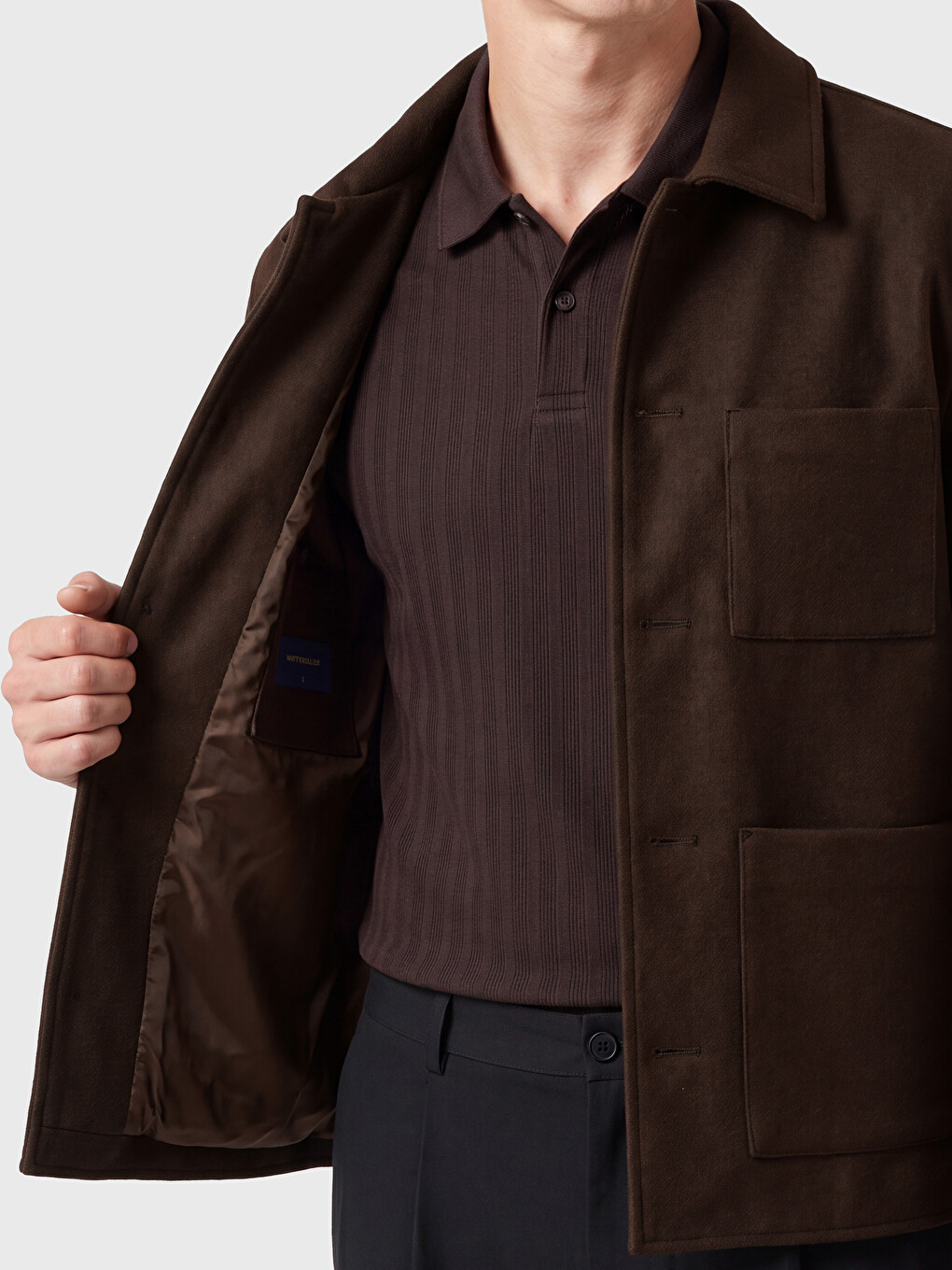 Regular Fit Shirt Collar Suede Men's Jacket-4