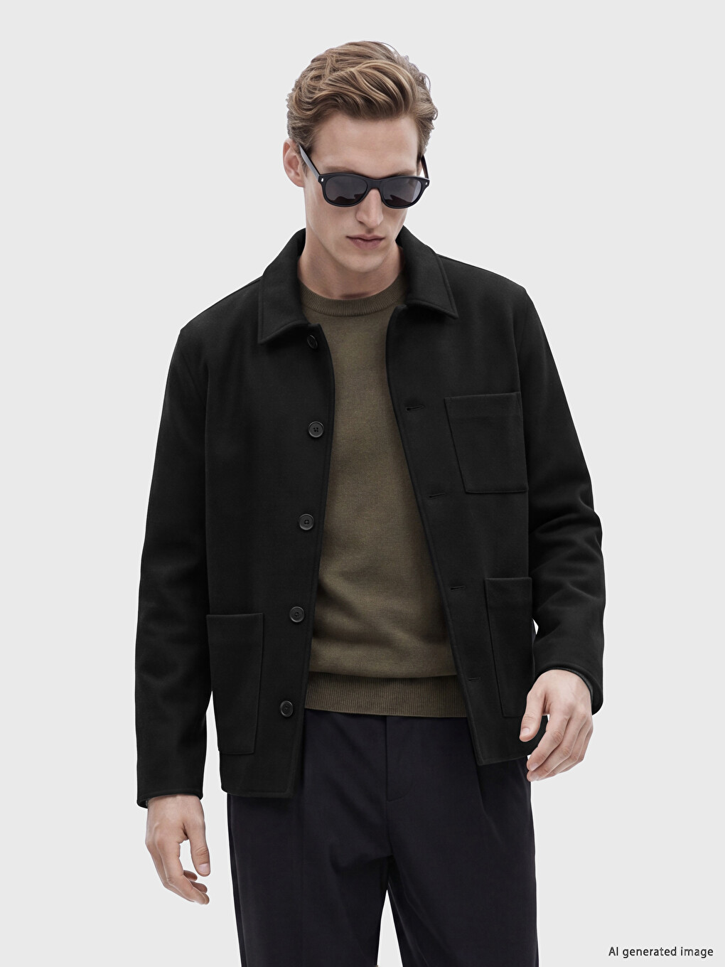 Regular Fit Shirt Collar Suede Men's Jacket