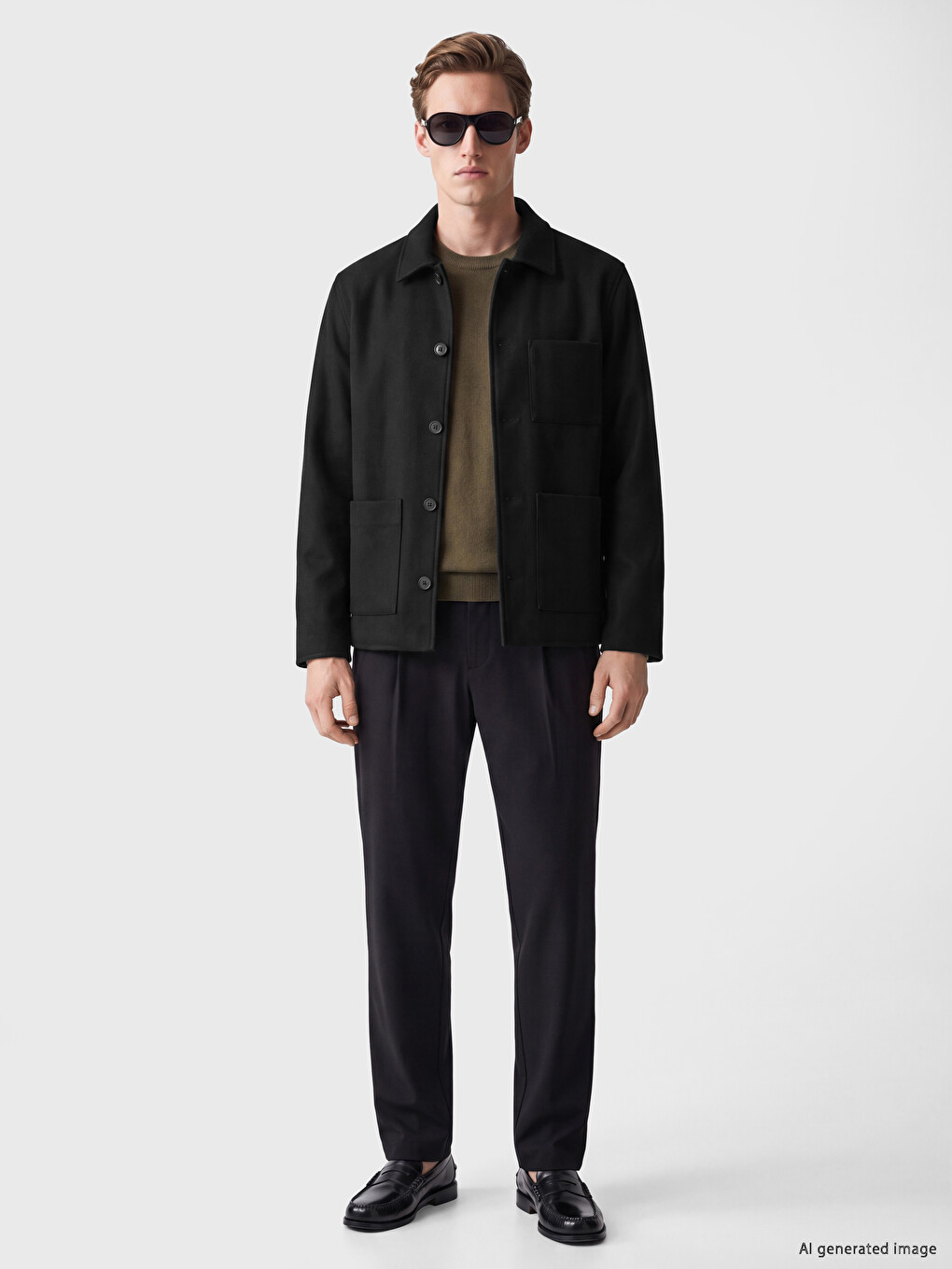 Regular Fit Shirt Collar Suede Men's Jacket-1