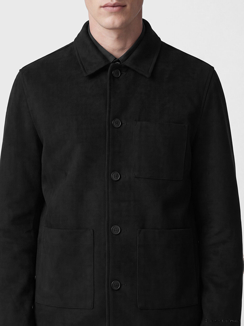 Regular Fit Shirt Collar Suede Men's Jacket-2